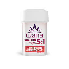 Photograph of product: Wana Pomegranate Blueberry Acai (H) 5:1 CBD:TH-oui Sour Gummies 5mg 20pk