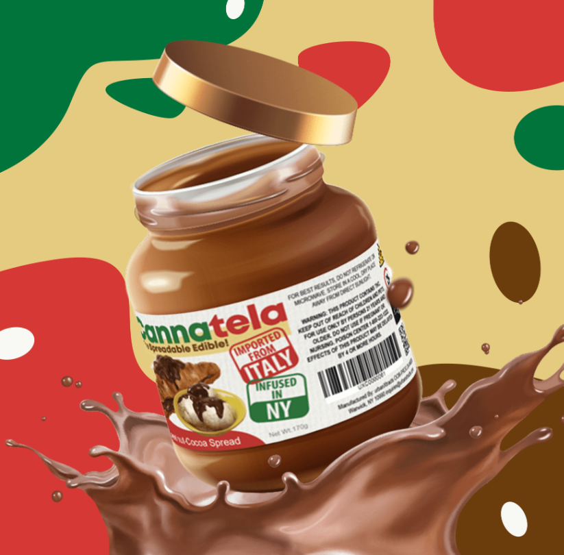Photograph of product: Cannatela | Hazelnut-Cocoa Spread | 9mg TH-oui : 10.5mg CBD : 11.5mg CBG | 10 servings