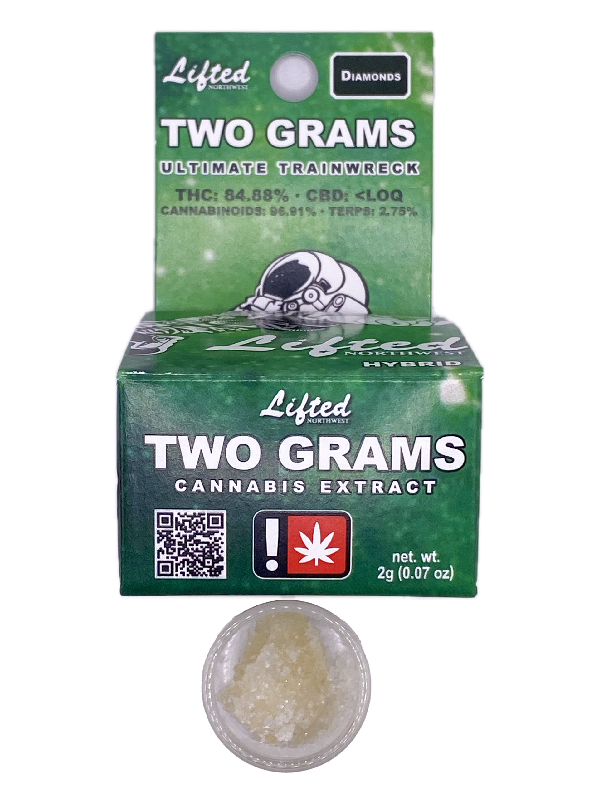 Photograph of product: LIFTED - EXTRACT - DIAMONDS - 2G - HYBRID - ULTIMATE TRAINWRECK