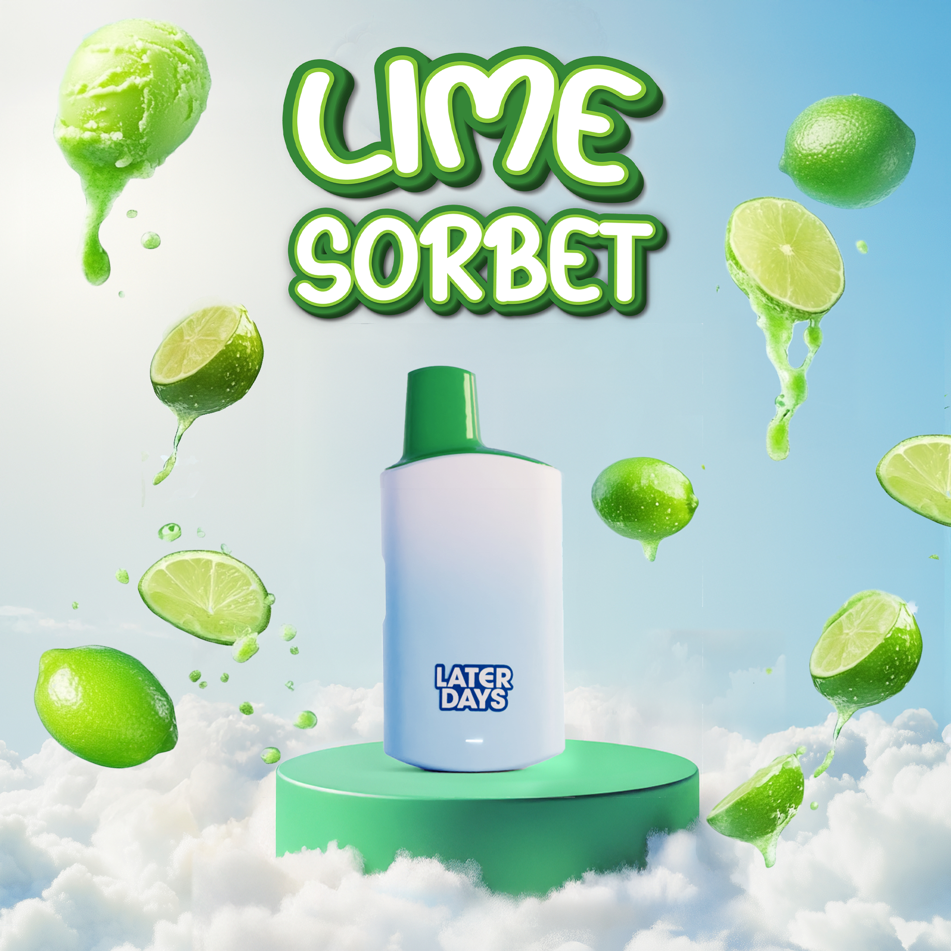 Photograph of product: Later Days Lime Sorbet (H) Disposable Vape 0.85g