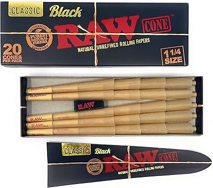 Photograph of product: Raw Classic Black 1 1/4 Cone - 20pk
