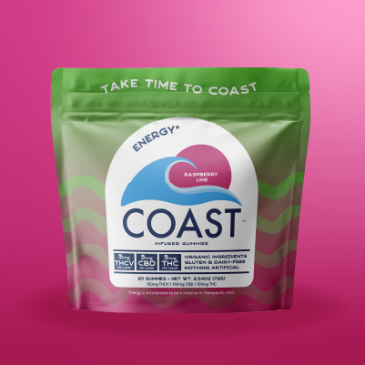 Photograph of product: Coast Raspberry Lime 1:1:1 TH-ouiV:CBD:TH-oui Chews 5mg (20ct)