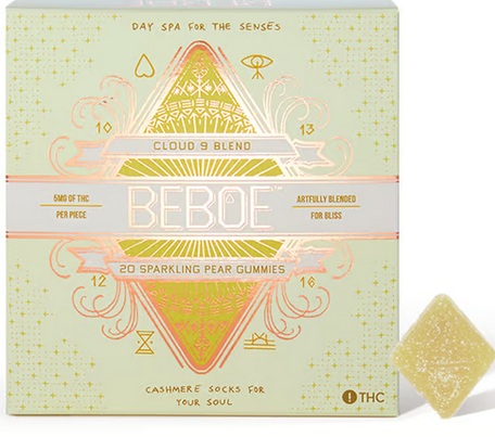 Photograph of product: Beboe - Cloud 9 Sparkling Pear 1:1 TH-oui CBG 100mg 20pk Gummies
