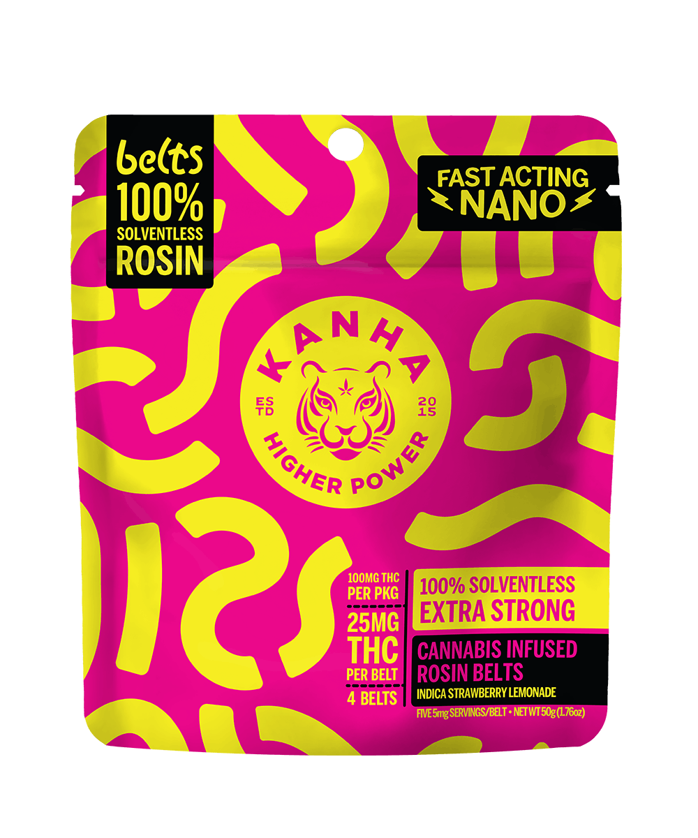 Photograph of product: Kanha Extra Strong Nano Rosin Belts 4pk 100mg - Strawberry Lemonade (I)