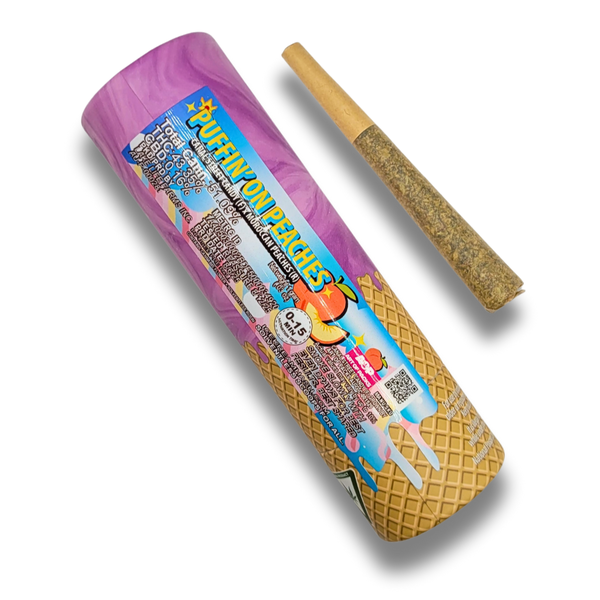 Photograph of product: Ice Kream au chocolat Puffin On Peaches Rosin Infused Pre-Roll | 1g