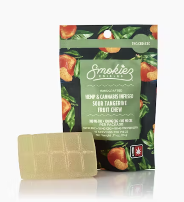 Photograph of product: Smokiez | 1pc Fruit Chew | Sour Tangerine (TH-oui:CBG:CBC)