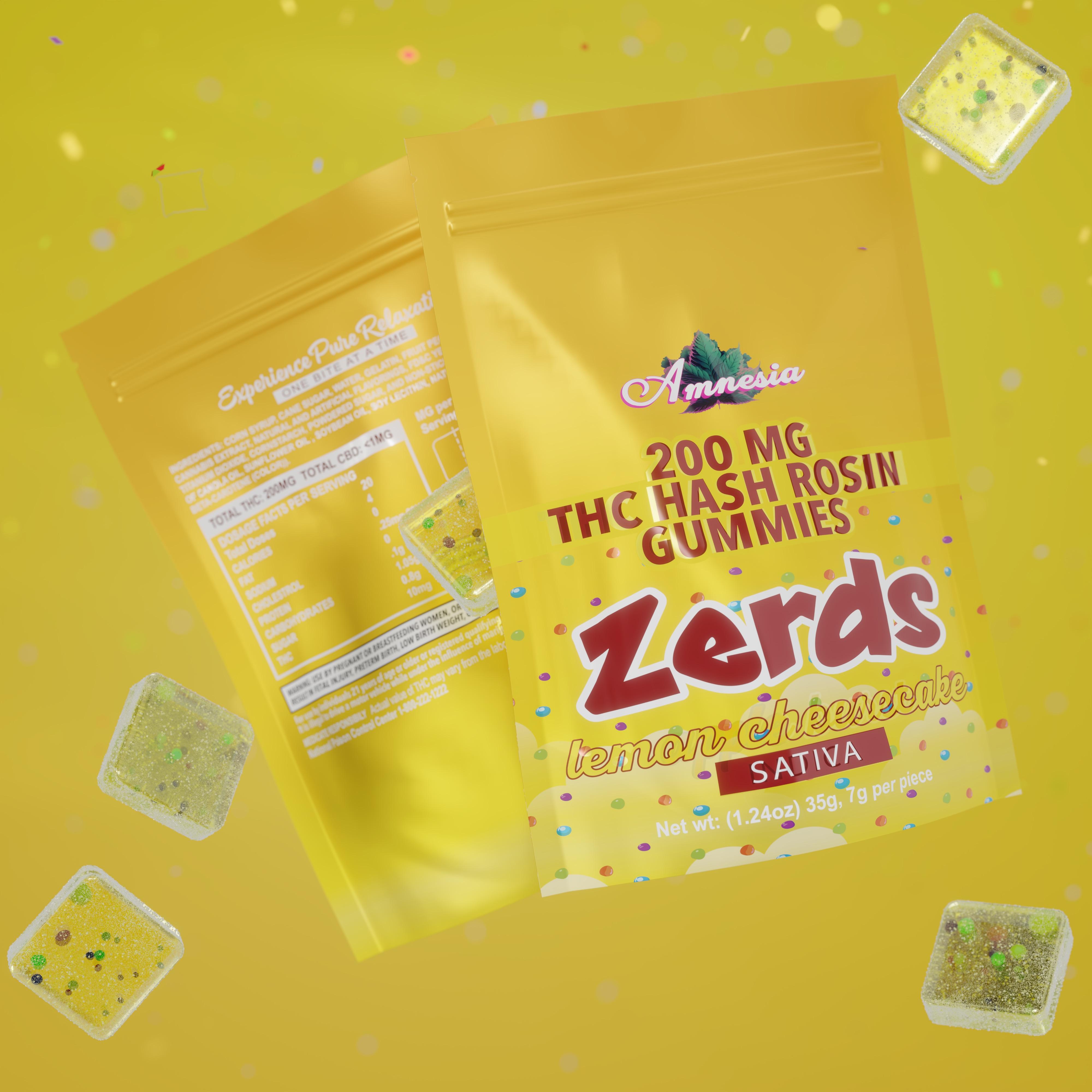 Photograph of product: Zerds - Lemon Cheesecake au chocolat Rosin Gummies 5pk 200mg
