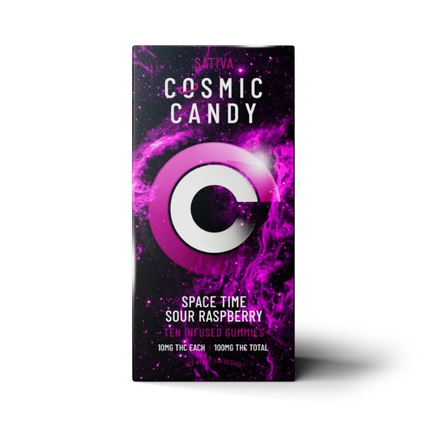 Photograph of product: Space Time Sour Raspberry Oui'd Gummies 100mg | 10pk