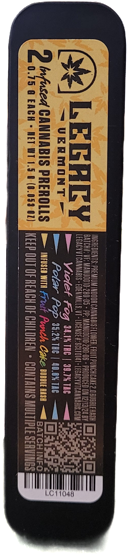 Photograph of product: Violet Fog & Polar Pop Variety Pack Infused Pre-Roll 2-Pack | Legacy Vermont