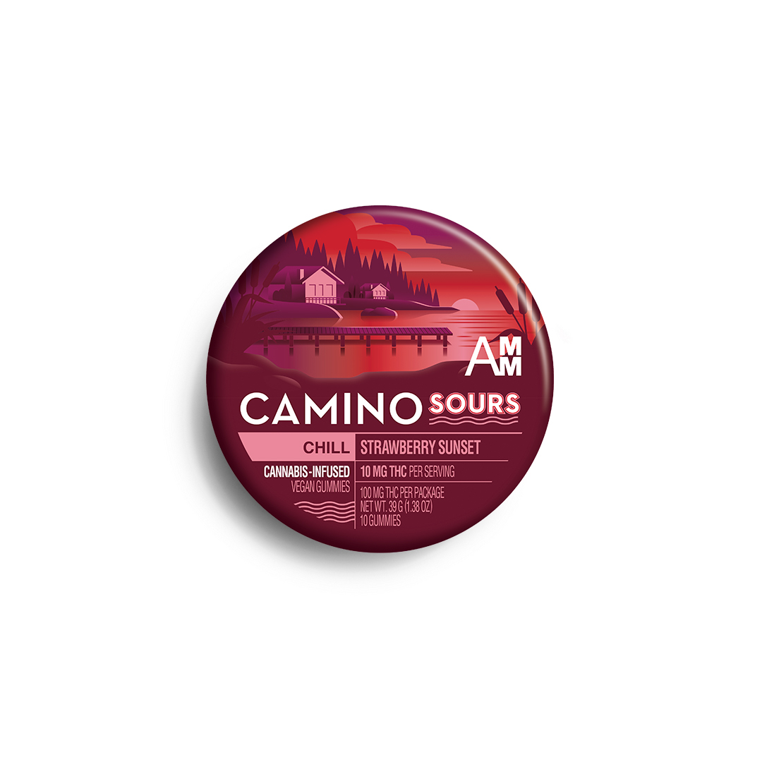 Photograph of product: KIVA - Edible - Gummies - Camino Sour Strawberry Sunset (Chill) - Oui'd - 100MG