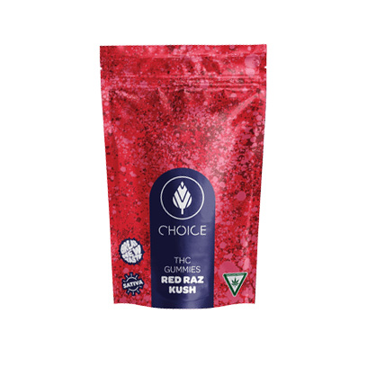 Photograph of product: Choice Gummy 10 Pack - Red Raz Haze - 200mg
