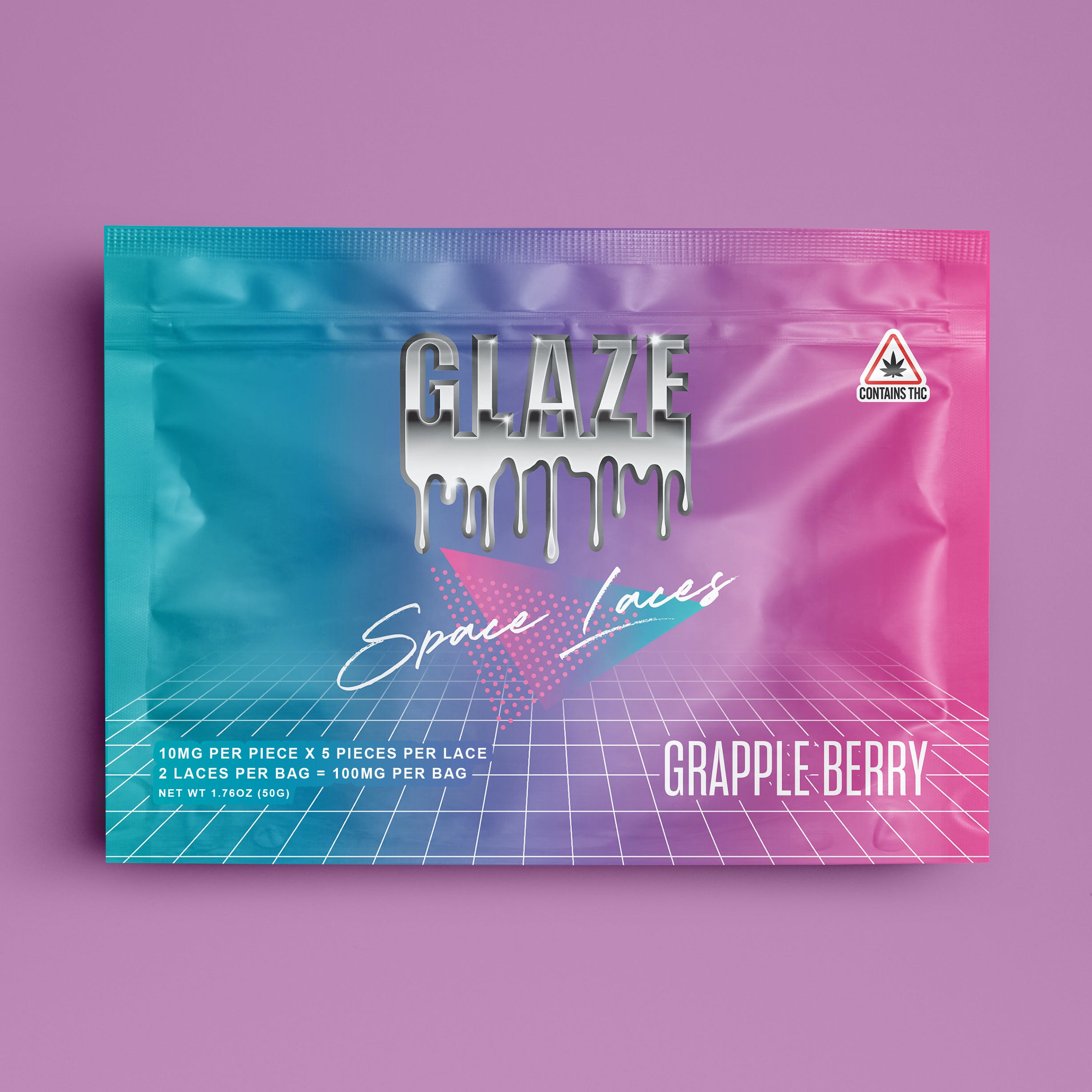 Photograph of product: Glaze - Grappleberry Space Laces 100MG