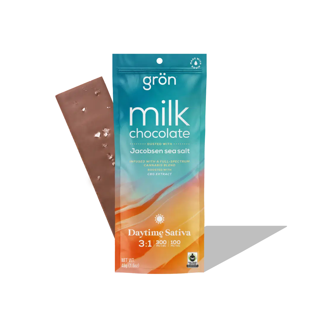 Photograph of product: Milk Chocolate w/ Sea Salt 3:1 CBG:TH-oui Chocolate Bar