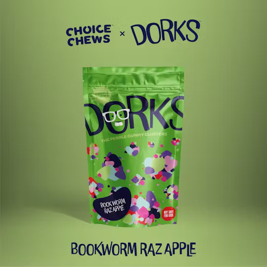 Photograph of product: Choice - 200mg Dorks Gummies - Book Worm Raz Apple