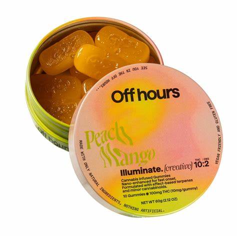 Photograph of product: OFF HOURS | Peach Mango| 10 Pk 100mg | Gummies