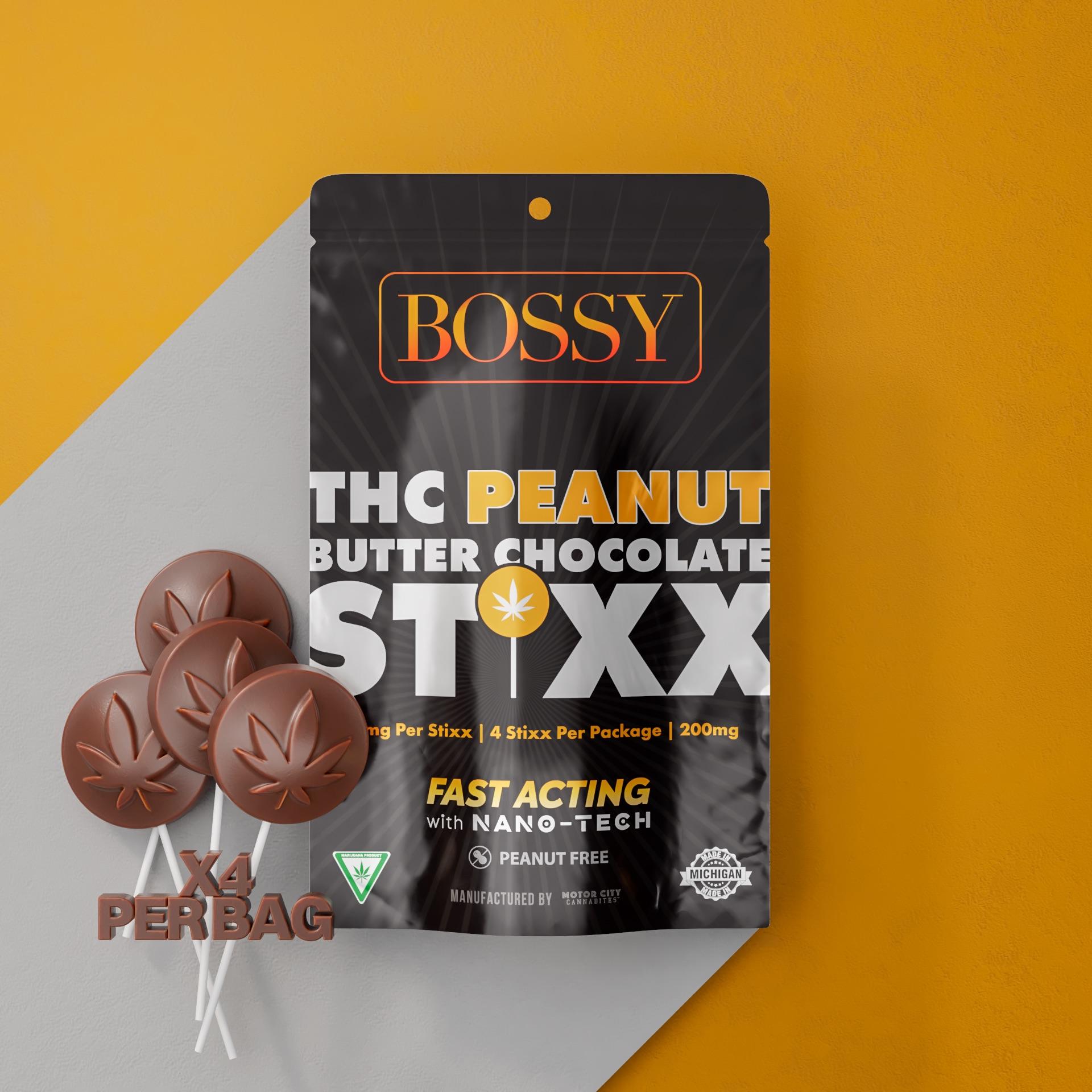 Photograph of product: Bossy | Peanut Butter Chocolate | 200mg Stixx