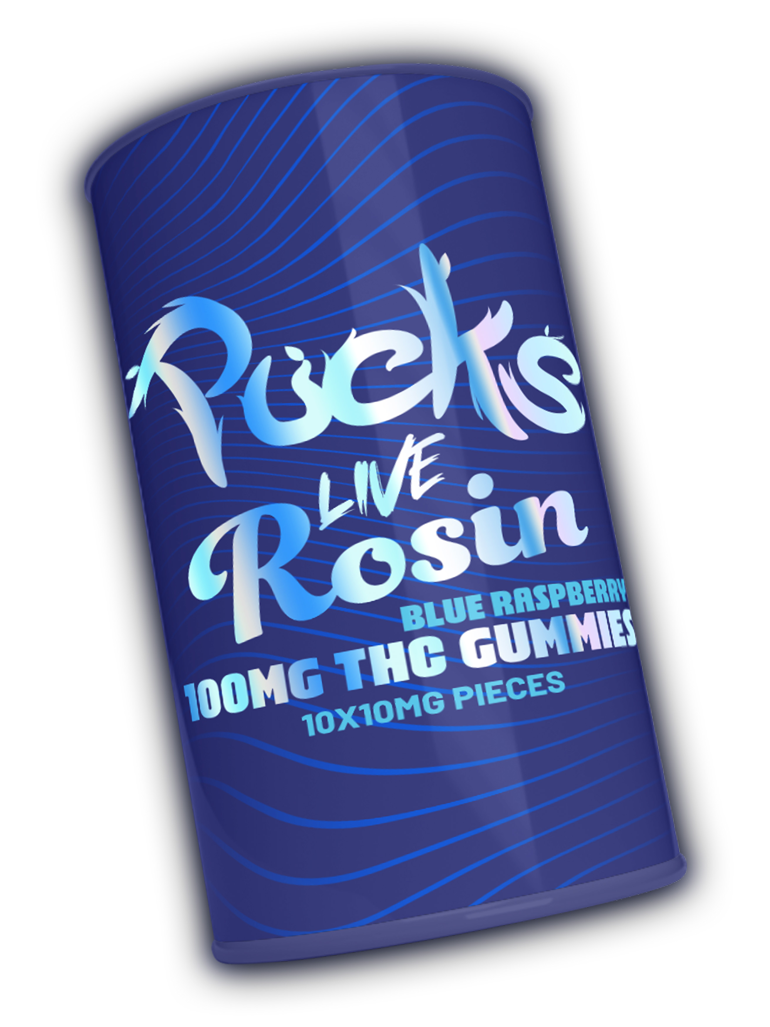 Photograph of product: Pucks LR Gummies 100mg - Blue Raspberry