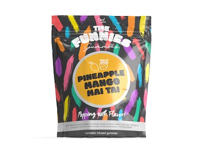 Photograph of product: Super Funny Pineapple Mango Mai Tai | 50mg | 2pk Gummies | The Funnies Gummies