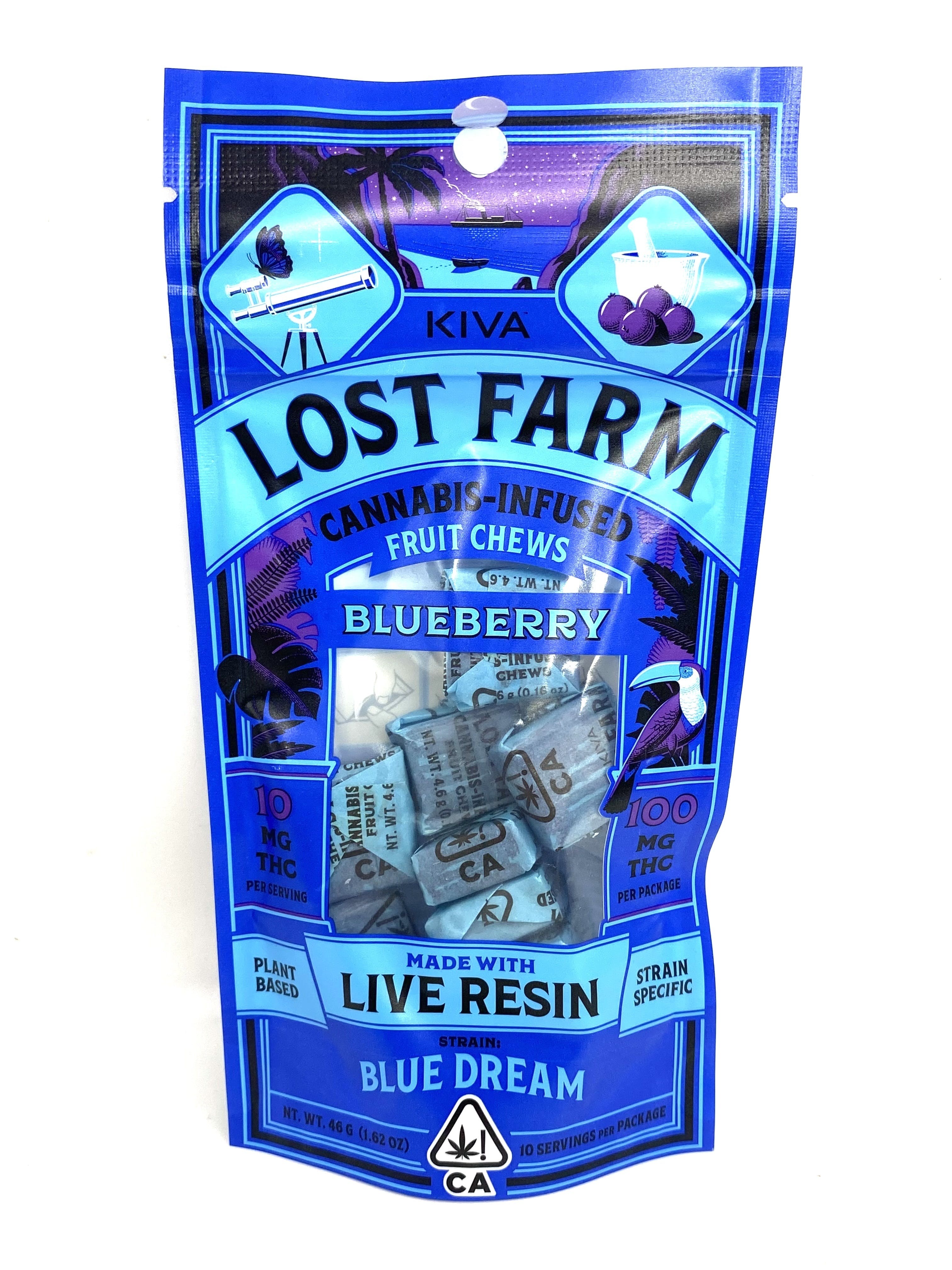 Photograph of product: Lost Farm - Chews - Blueberry Blue Dream - 100mg