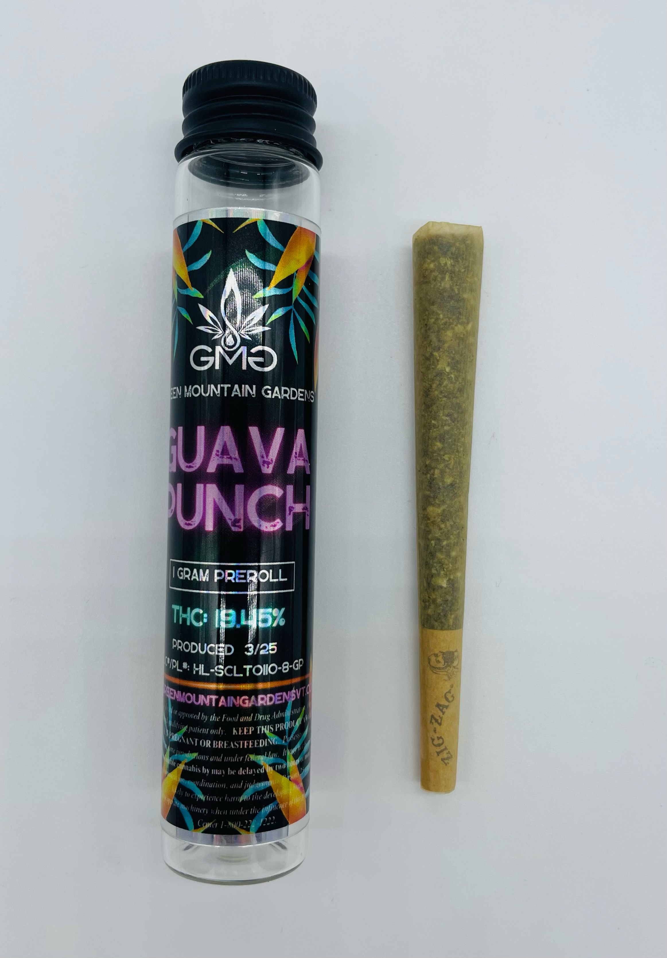 Photograph of product: Green Mountain Gardens | Guava Punch | Pre-Roll | 1g | 19.45% TH-oui