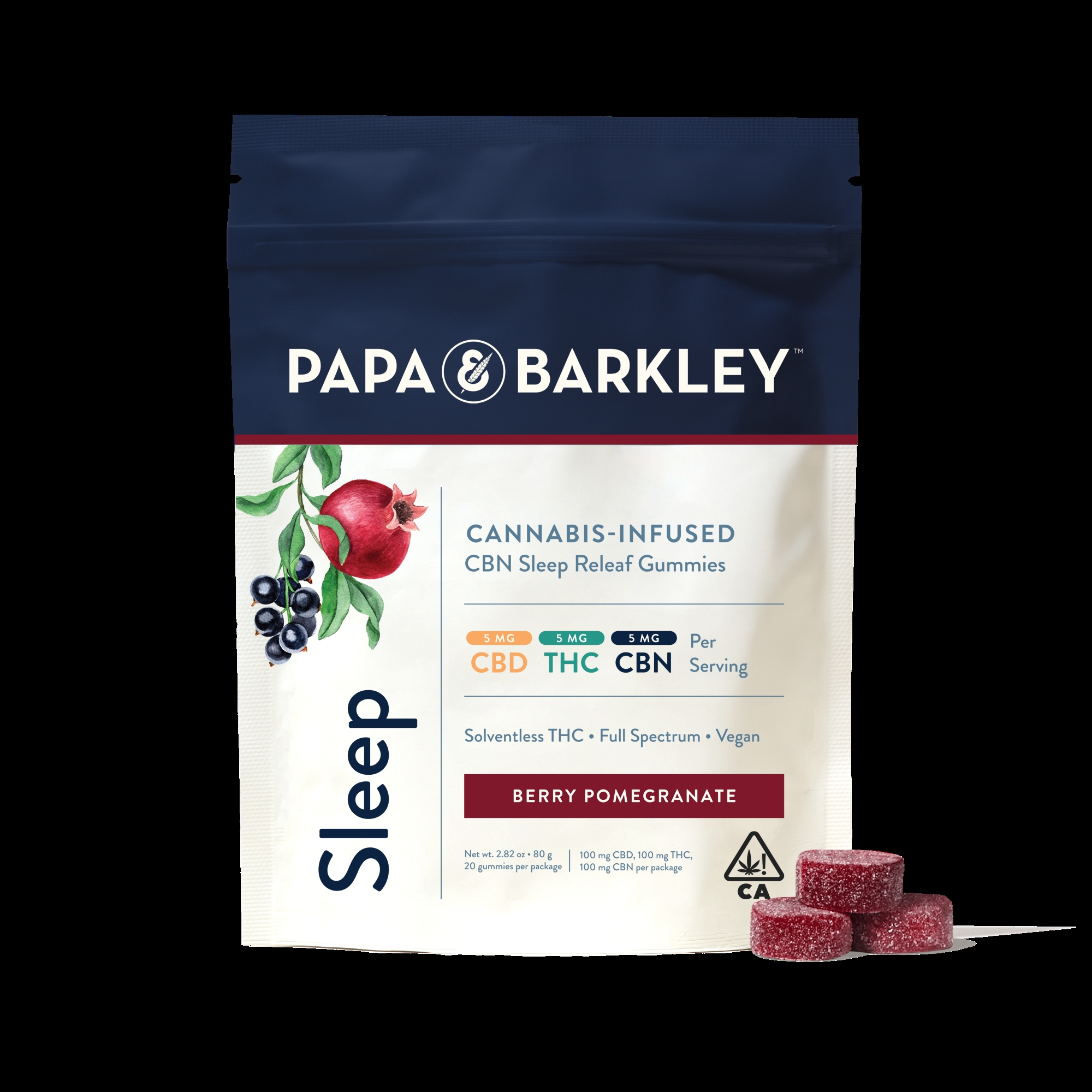 Photograph of product: BERRY POMEGRANATE 1:1:1 CBD:TH-oui:CBN 20 PACK GUMMIES