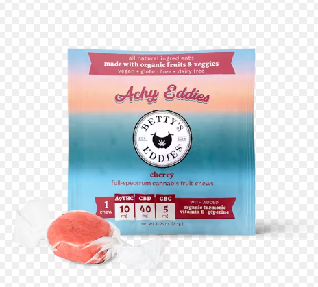 Photograph of product: BETTY'S EDDIES - CHERRY FRUIT CHEWS (TH-oui:CBD:CBC) (10PK) (100MG)
