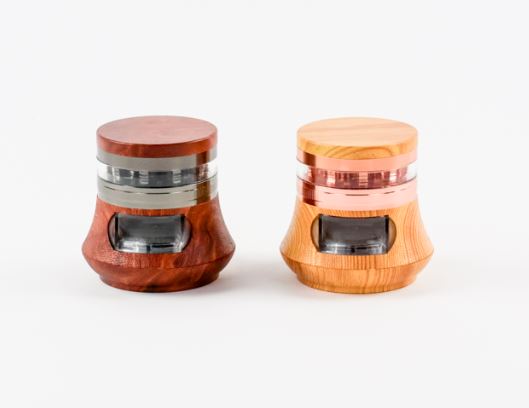 Photograph of product: 78mm Zinc 4pc Grinder, Assorted Wood