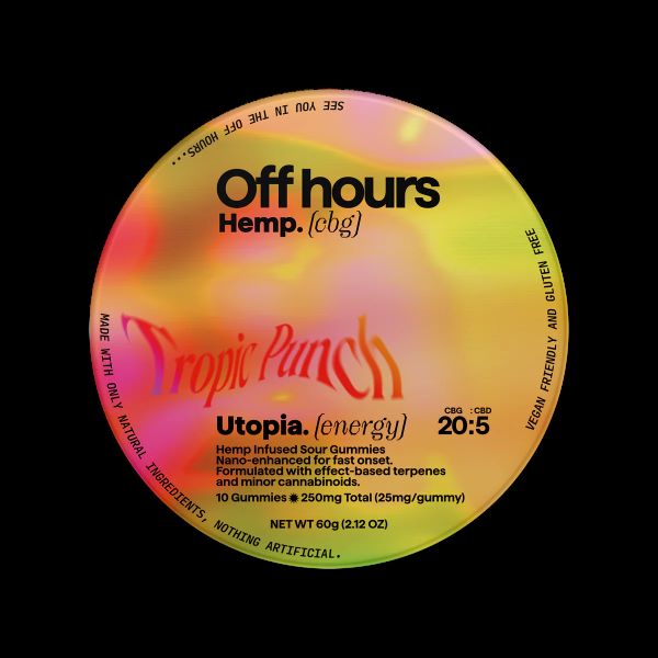 Photograph of product: Off Hours | Tropical Punch "Utopia" (energy) Gummy | 20:5 CBG CBD 250MG