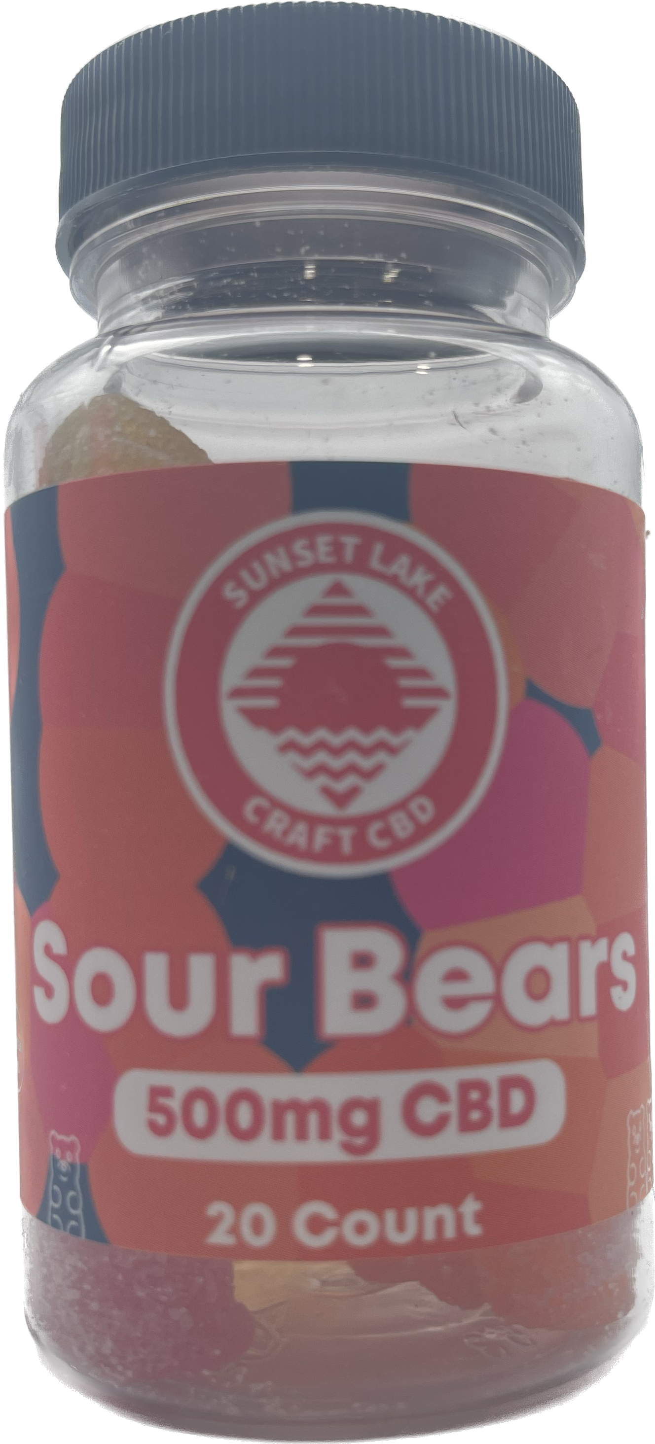 Photograph of product: Sunset Lake CBD 25mg Sour Bear Gummies Bottle