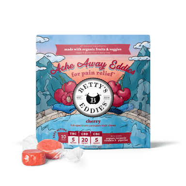 Photograph of product: Ache Away Eddie's | Cherry Fruit Chews | 50mg