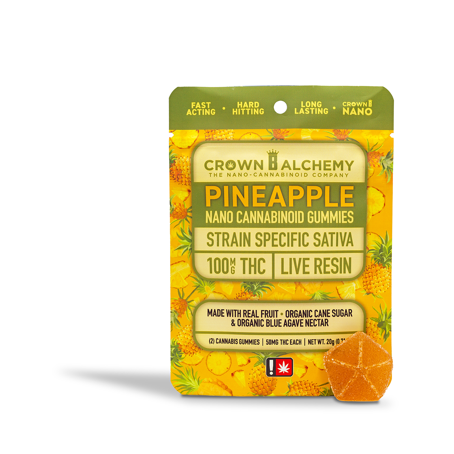 Photograph of product: Crown B Alchemy - Pineapple Nano Gummy 2pk - 0.71oz