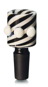 Photograph of product: Flower Bowl - 14mm Black And White Stripe Swirl