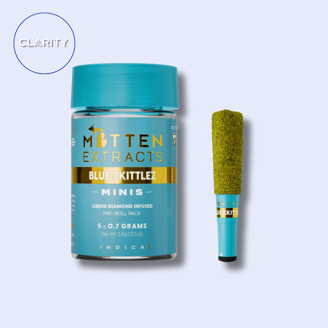 Photograph of product: Mitten Extracts Infused Prerolls 5pk | Blue Zkittlez