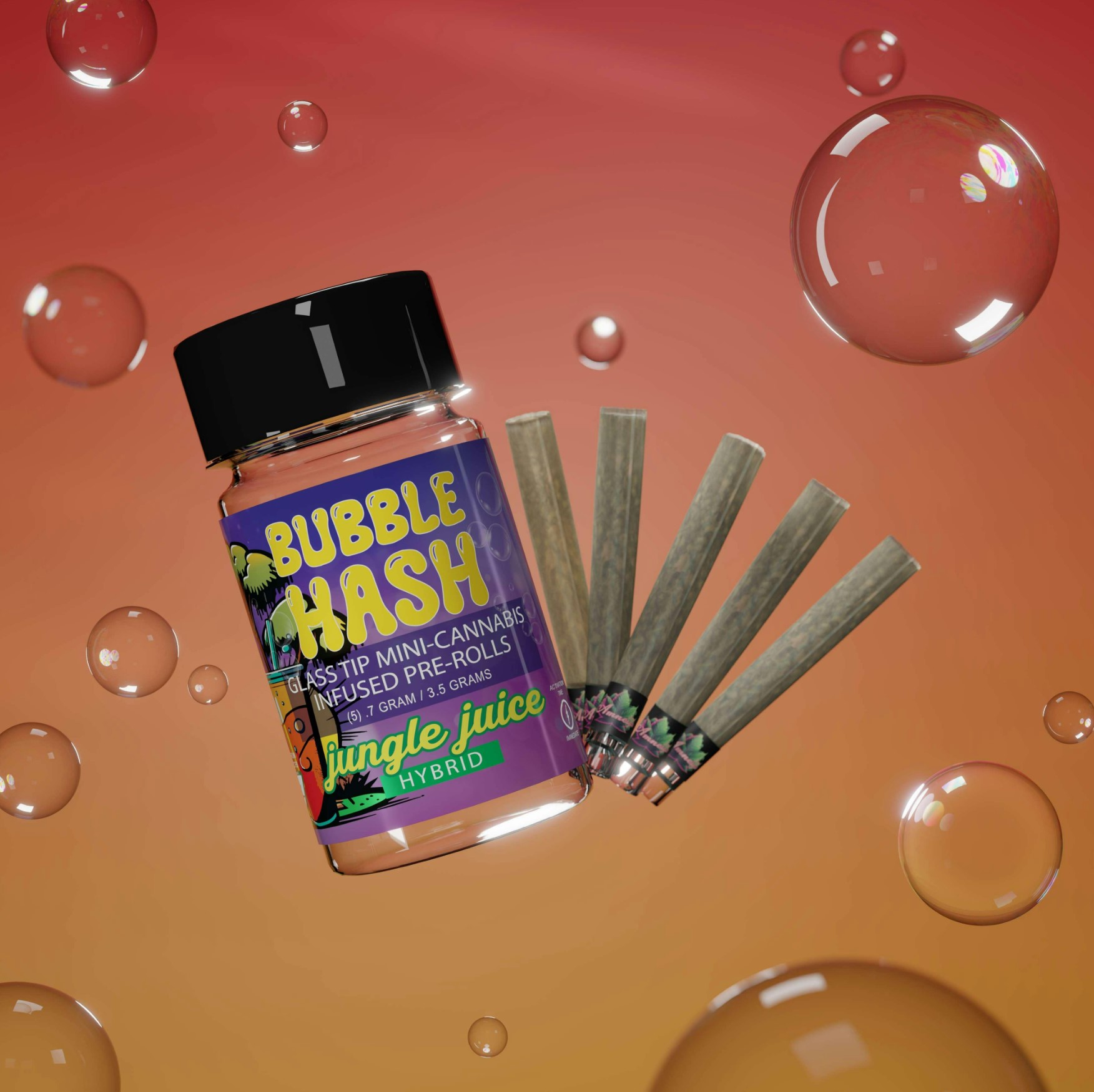 Photograph of product: Amnesia - Jungle Juice Bubble au chocolat Glass Tip 5-Pack 0.7g Pre-Rolls