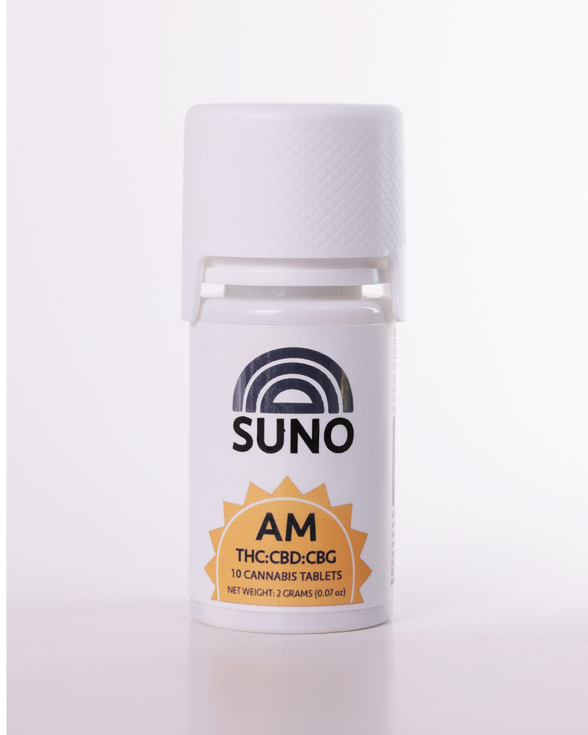 Photograph of product: SUNO AM Tablets 1:1:1 100mg TH-oui/100mg CBD/100mg CBG