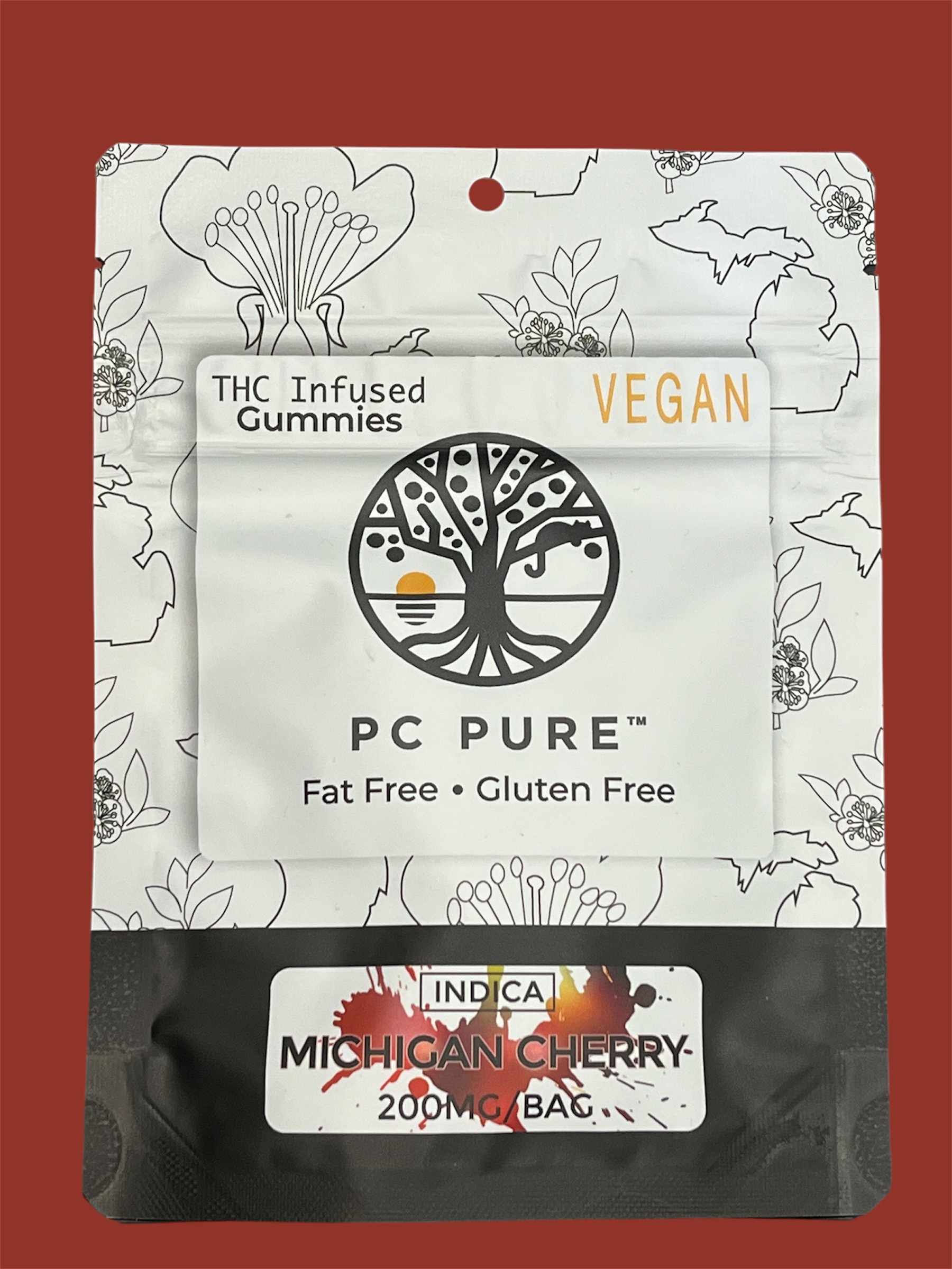 Photograph of product: PC PURE | MICHIGAN CHERRY | GUMMIES | 200MG