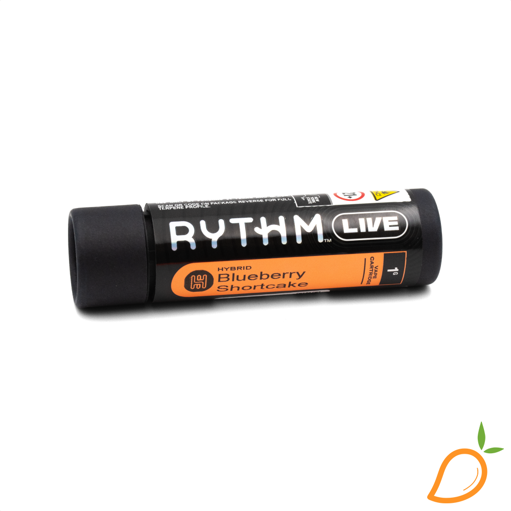 Photograph of product: 1g Blueberry Shortcake Live Resin Vape Rythm