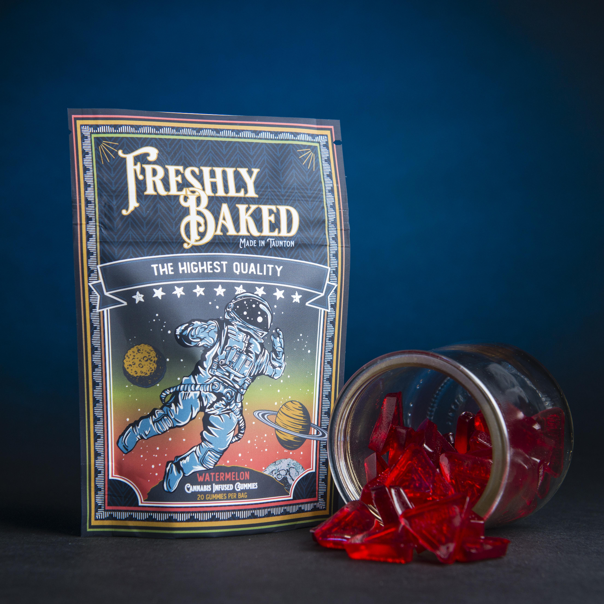 Photograph of product: FRESHLY BAKED | TH-oui:CBD STRAWBERRY GUMMIES | 5mg 20pk