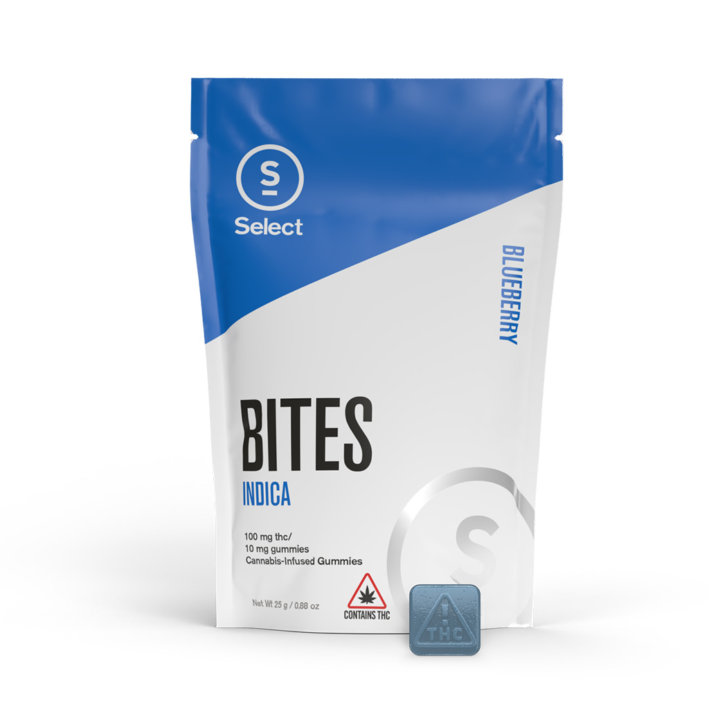 Photograph of product: Bites 2.0 Blueberry Gummies 100mg (10-Pack | 10mg Each)