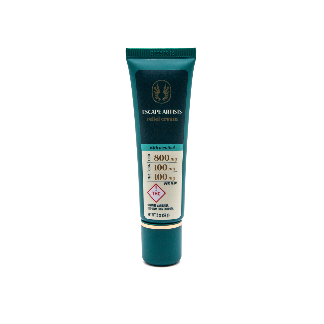 Photograph of product: Escape Artists - 2oz Menthol Relief Cream | 800mg CBD - 100mg CBG - 100mg TH-oui
