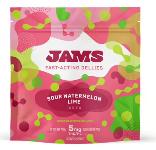 Photograph of product: Jams Jellies - Fast-Acting Sour Watermelon Lime 20ct (100mg)