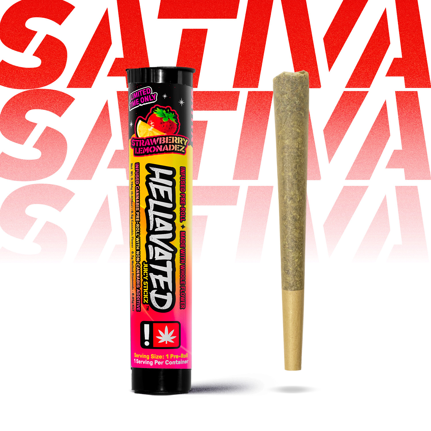 Photograph of product: Hellavated Juicy Stickz Strawberry Lemonadez Infused Preroll ICP