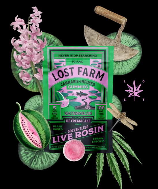 Photograph of product: Lost Farm | Watermelon X Ice Cream Cake Live Rosin Gummies| 100mg