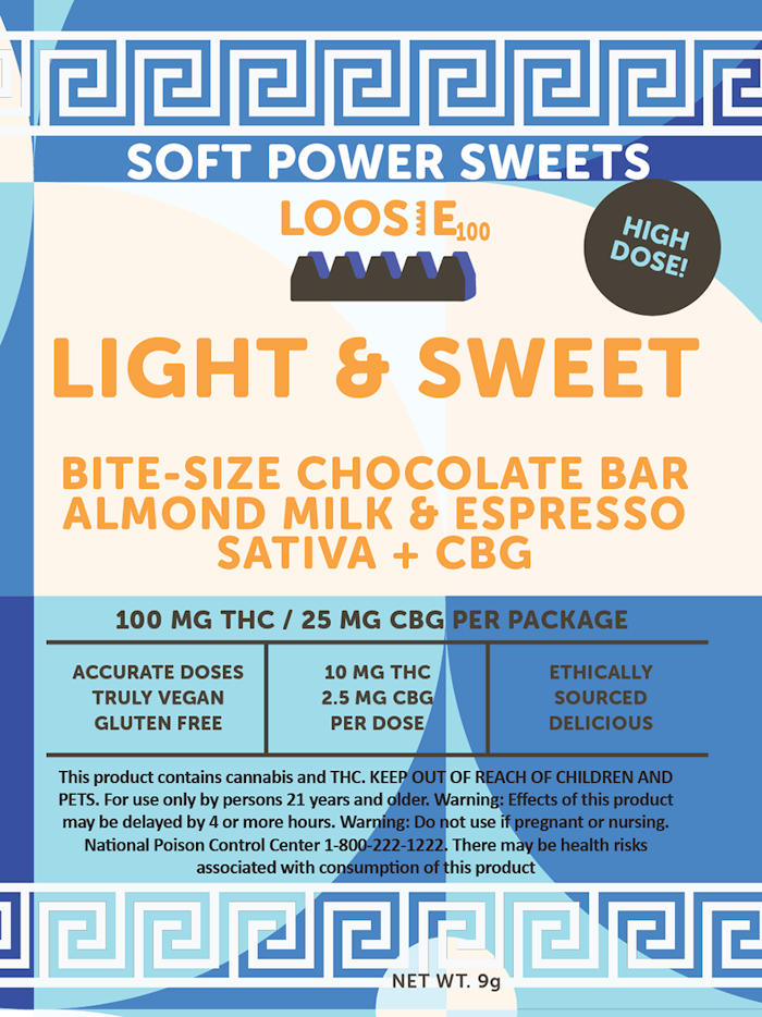Photograph of product: Soft Power Sweets | "Light & Sweet" Almond Milk & Espresso | Chocolate Bar | Oui'd | Edible | 100mg