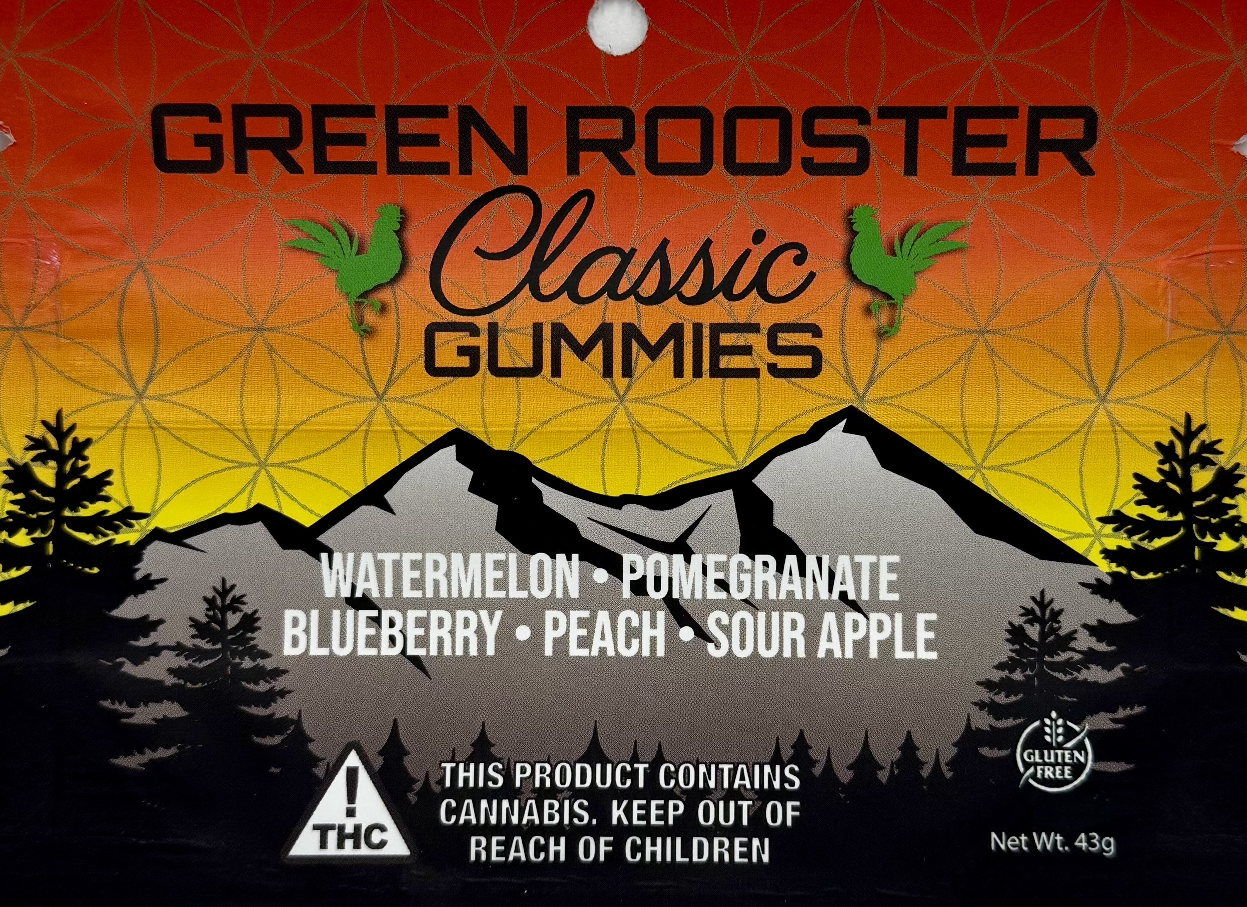 Photograph of product: Green Rooster | Gummies | Classic Variety | 100mg