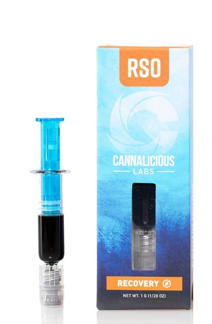 Photograph of product: Cannalicious | Recovery Blend | 1g RSO Syringe | REC