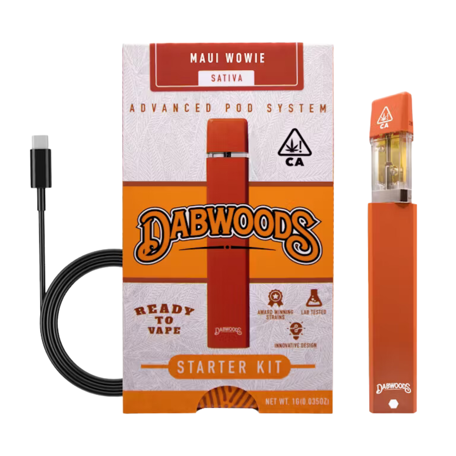 Photograph of product: DABWOODS POD STARTER KIT - MAUI WOWIE 1G