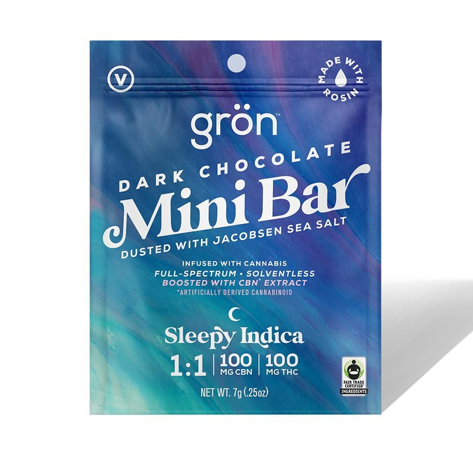 Photograph of product: Gron Mini 1:1 CBN Dark Chocolate Bar - Sleepy Oui'd