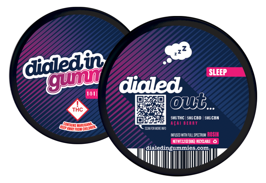 Photograph of product: Dialed In | Sleep Gummies | Acai Berry 1:1:1 TH-oui:CBD:CBN