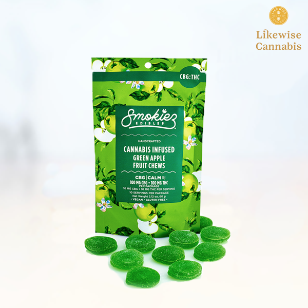Photograph of product: 10-PACK 100MG 1:1 SOUR GREEN APPLE GUMMIES CBG:TH-oui